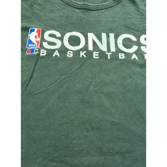 Vintage 1990's Champion Seattle Sonics NBA Basketball Green T-Shirt Men's Medium - Picture 5 of 7